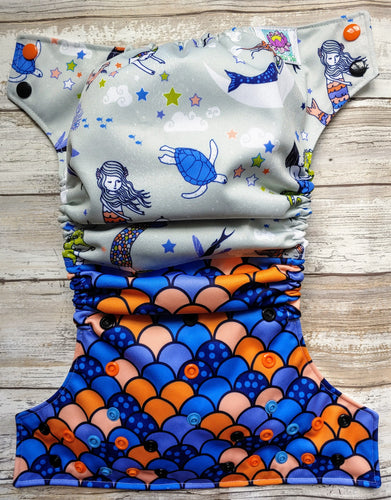Boyish Blue Orange Mama Baby Mermaid Cover